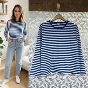 KULE French Sailor Stripe Long Sleeve Cotton T-Shirt XL Quiet Luxury Basic